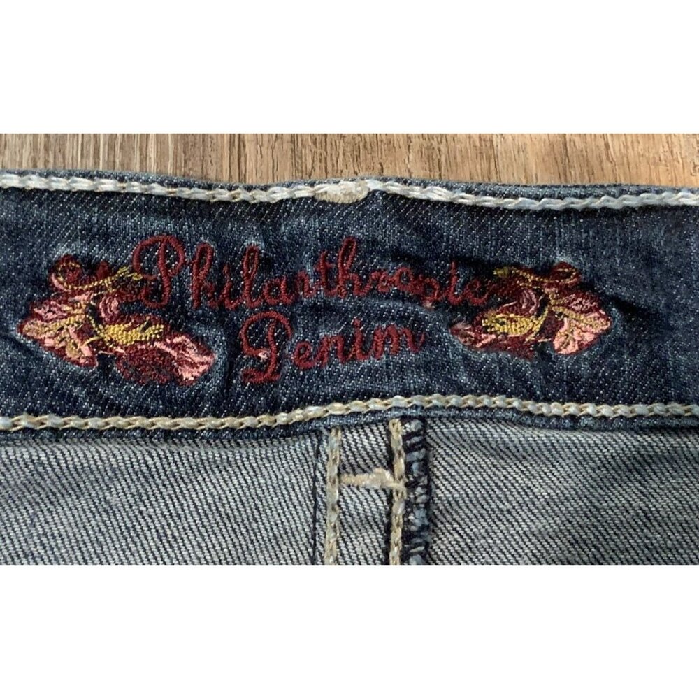 Philanthropic Jeans Womens Size 16 Blue Denim Straight Leg Mid Rise Medium Wash - Picture 6 of 14